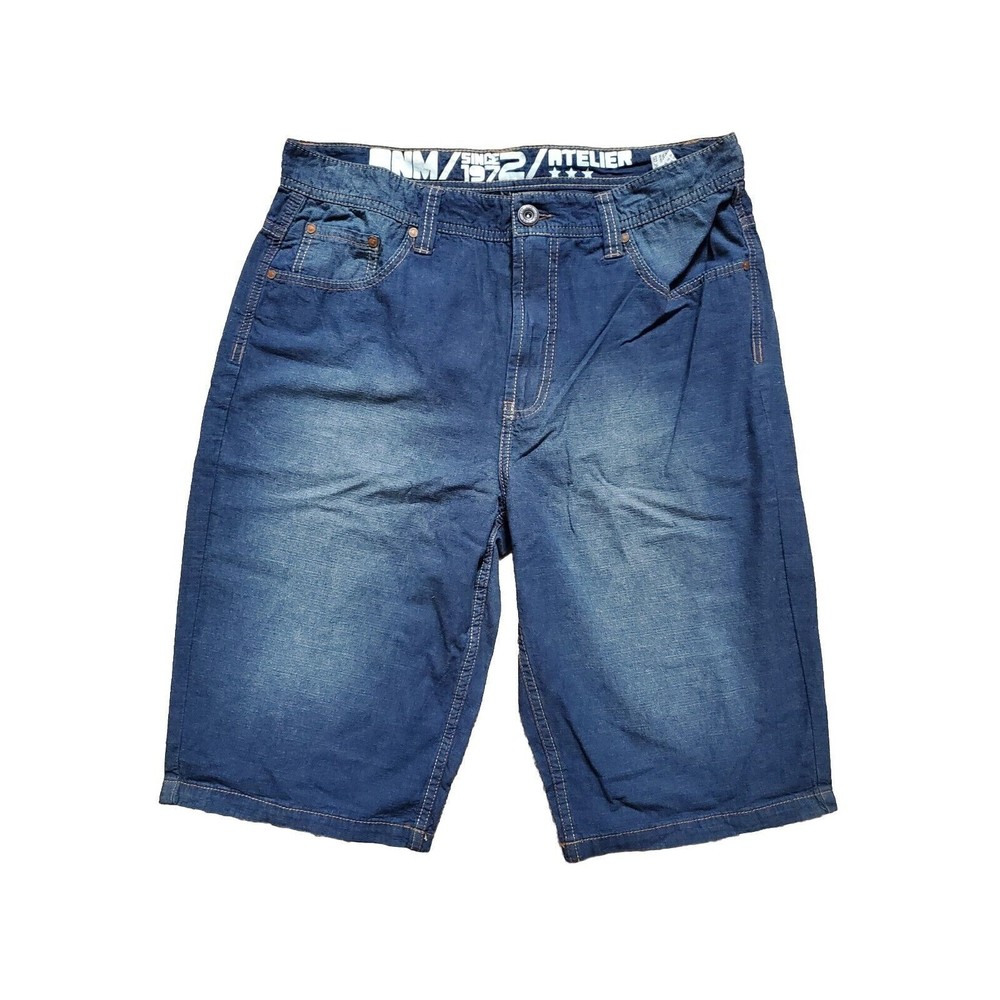 Jeans West Shorts Men 36 Blue Dark Wash Denim Gang Thug Wide Leg Street Wear EUC